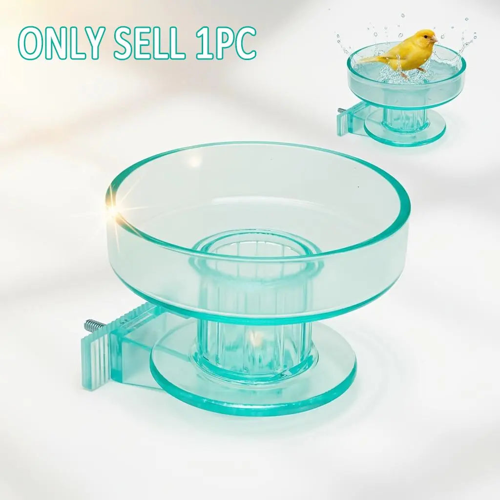 Premium Quick Lock Food Bowl for Bird Cages with Removable Bath and Transparent Perch Design for Small Pets and Multi-Pet Settings