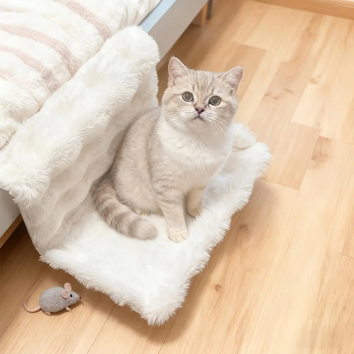 Premium Washable Plush Pet Bedside Hammock - Wall-Mounted Soft Pad for Small Cats and Dogs, Ideal for Sofa, Bed, or Window, Portable and Easy to Clean