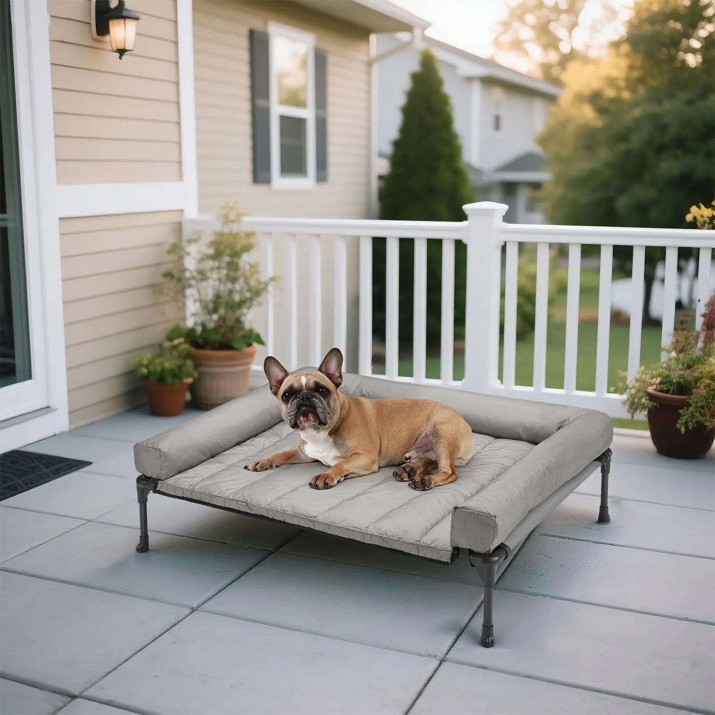 VEEHOO Orthopedic Elevated Pet Bed for Dogs - Joint Support and Anxiety Relief with Soft Bolster Cushion, Breathable Mesh, and Washable Cover for Healthy Sleep