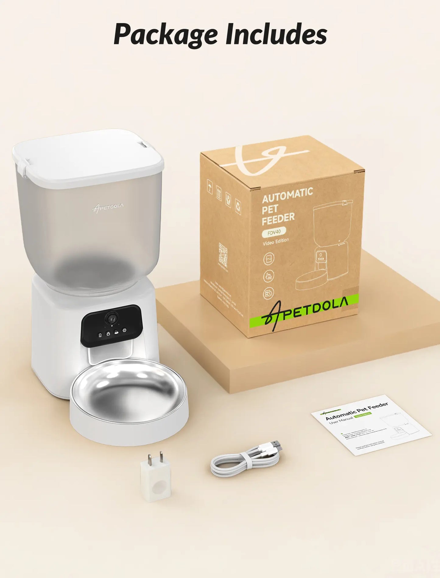 Smart Automatic Pet Feeder with Integrated Camera, 5L Capacity, Scheduled Feeding, Two-Way Audio, App Control, and Desiccant Bag for Cats and Dogs