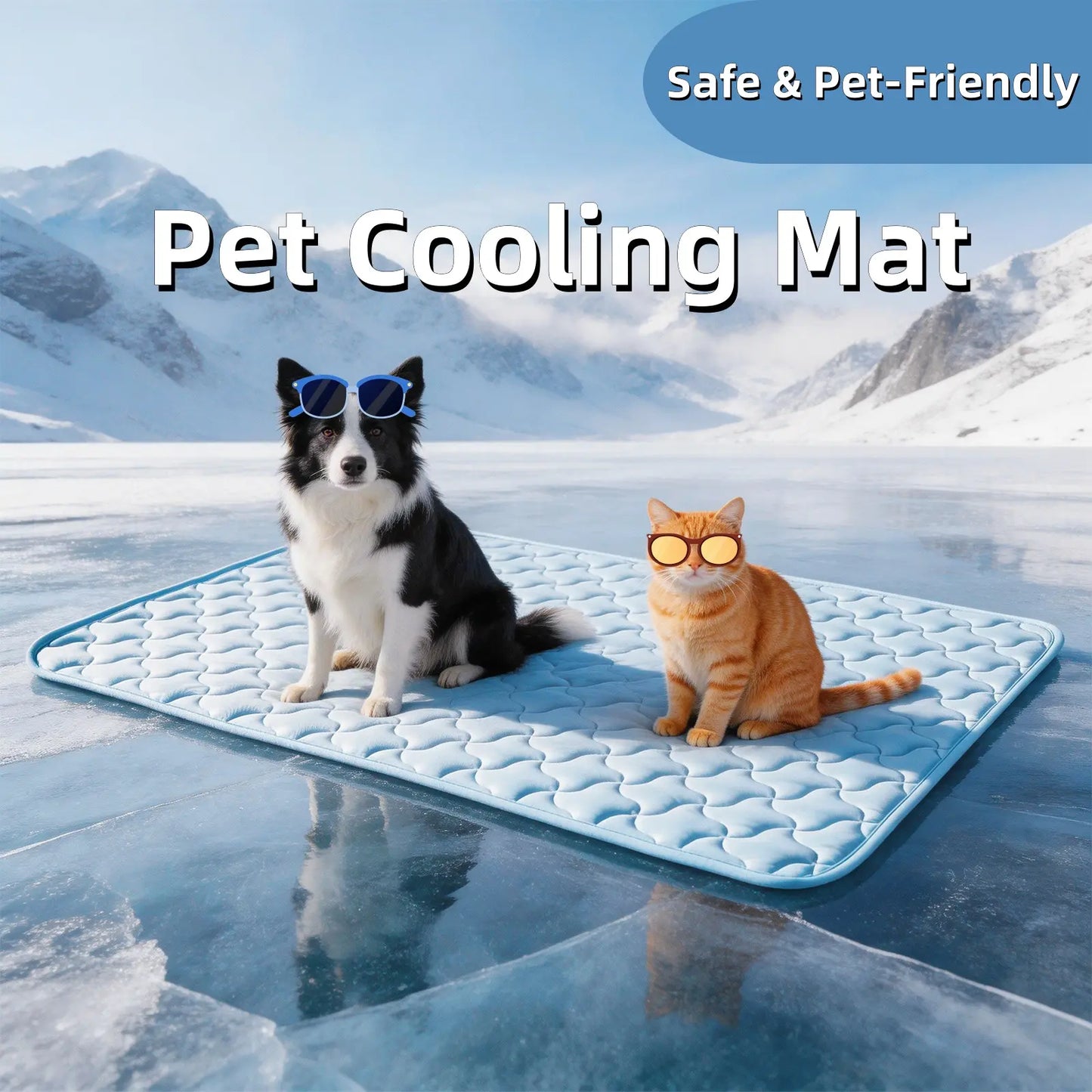 MIXJOY Premium Dog Cooling Mat - Instant Temperature Reduction (Q-Max > 0.5), Snag-Resistant, Machine Washable, Anti-Slip Design for Indoor and Outdoor Use, Blue