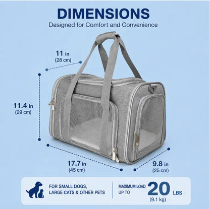 Premium Portable Pet Carrier for Large Cats and Small Dogs, Airline-Approved Soft Travel Bag with Breathable Mesh, Foldable Design for Outdoor, Car, and Airplane Use