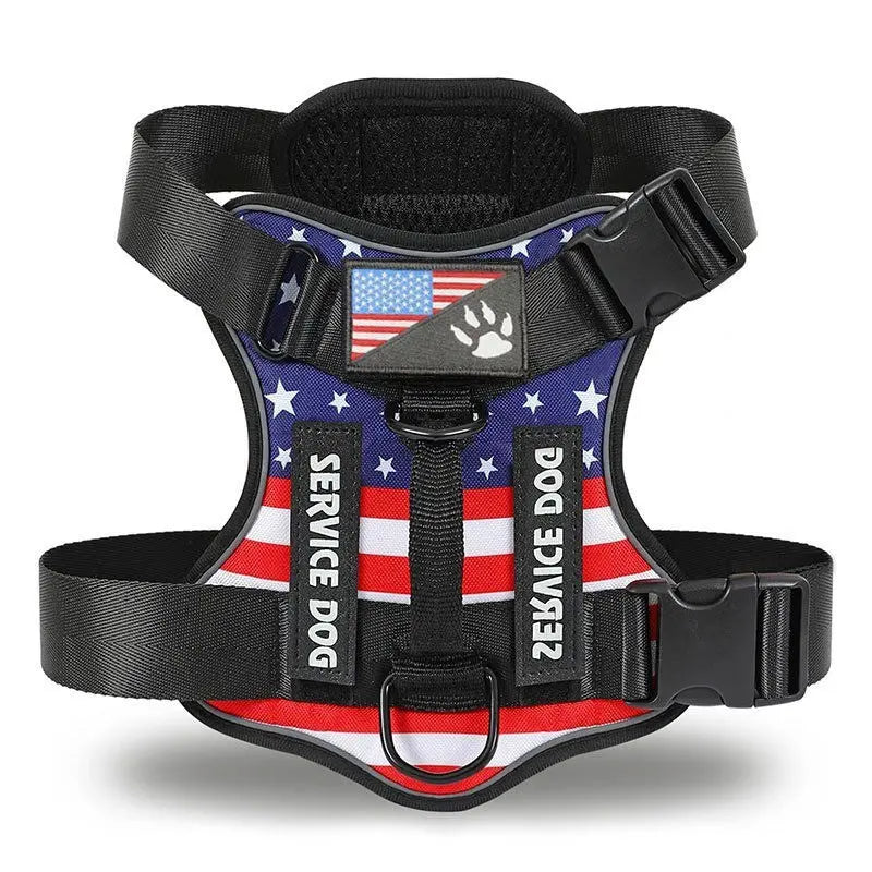 Large Tactical Chest Harness Vest for Dogs, Enhanced Reflective Design, Adjustable Non-Choking Safety Gear