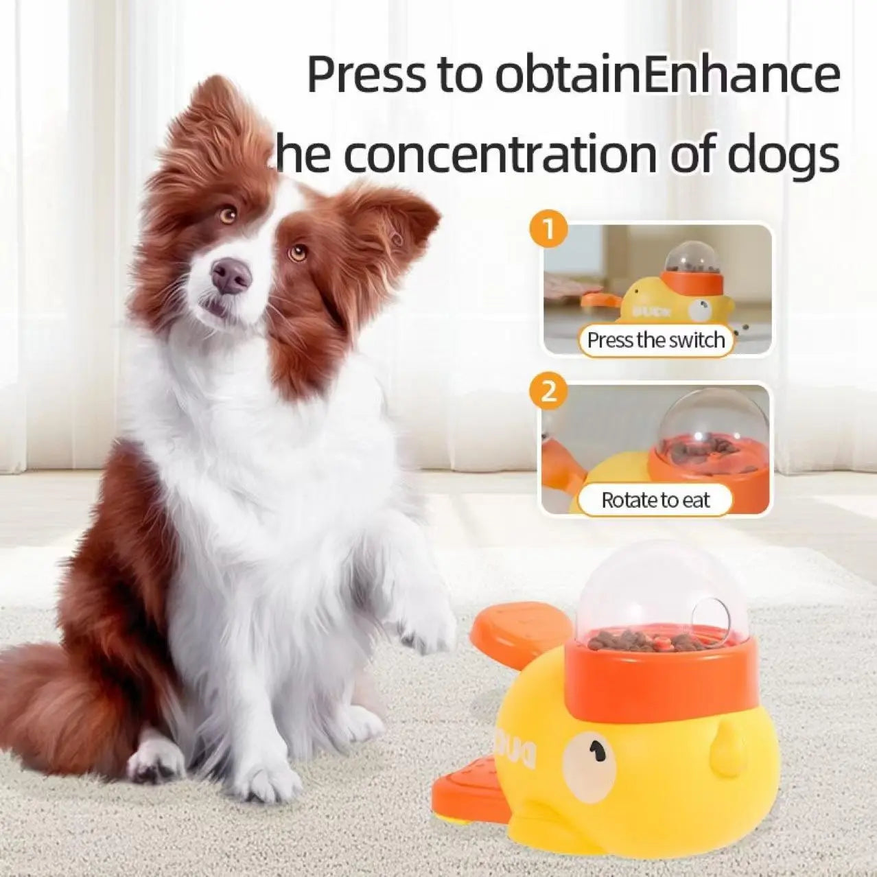 Yellow Duck Interactive Food Dispensing Toy - Durable Slow Feeder for Cats and Dogs, Enhancing Engagement and Alleviating Boredom, Ideal Gift for Pet Lovers