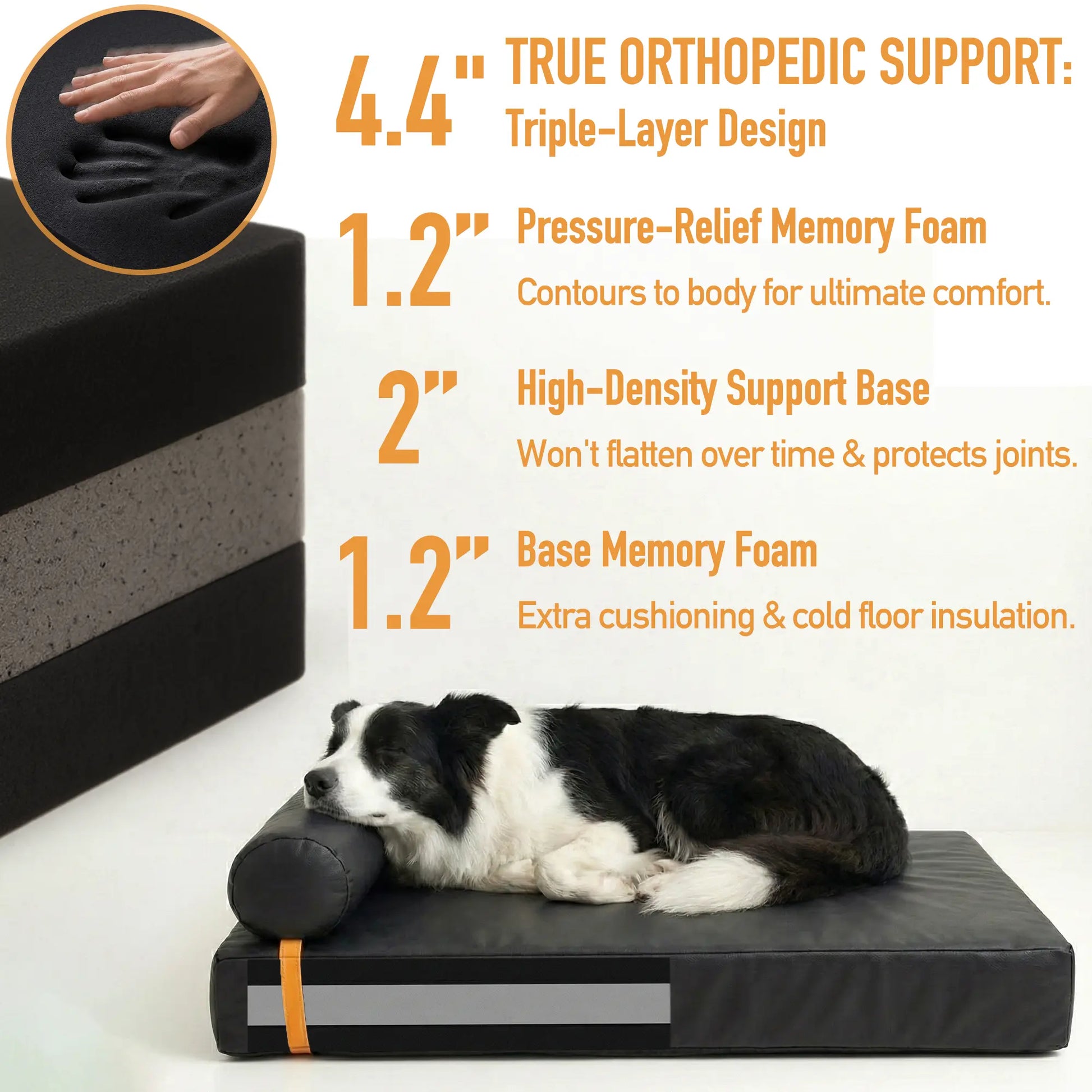 Orthopedic 3-in-1 Dog Bed Bundle with Waterproof Covers - Memory Foam Support (36" x 24") in Leather, Corduroy, and Holiday Plaid