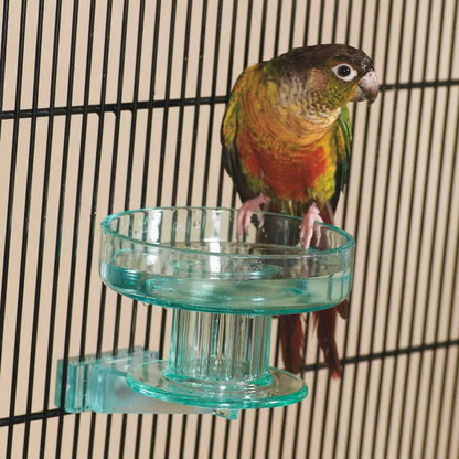 Premium Quick Lock Food Bowl for Bird Cages with Removable Bath and Transparent Perch Design for Small Pets and Multi-Pet Settings