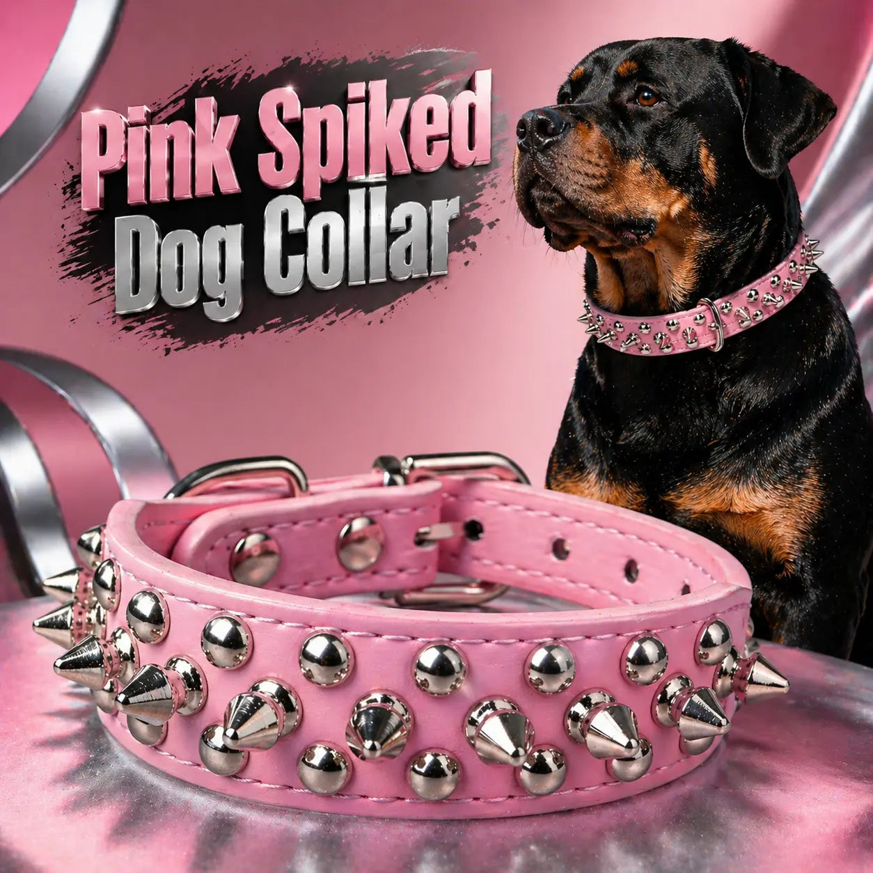 Spiked Anti-Bite Heavy-Duty Dog Collar for Medium and Large Breeds | Durable Neck Ring for Doberman, Pitbull, and German Shepherd | Stylish Design for Pets