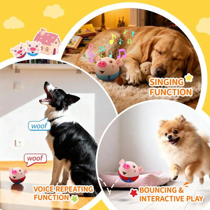 Interactive Rechargeable Pig-Shaped Sensory Dog Toy with Squeaking, Recording, and Music Features for Engaging Play Across All Dog Sizes