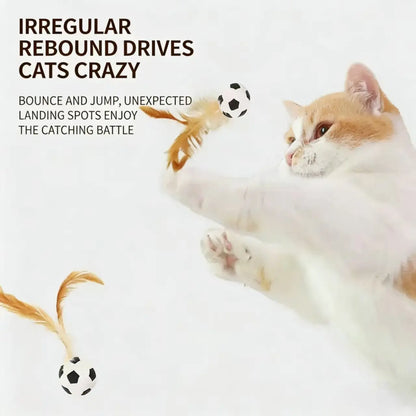 Elastic Feather Ball Cat Toy for Interactive Play and Stress Relief, Bite Resistant and Self-Entertaining