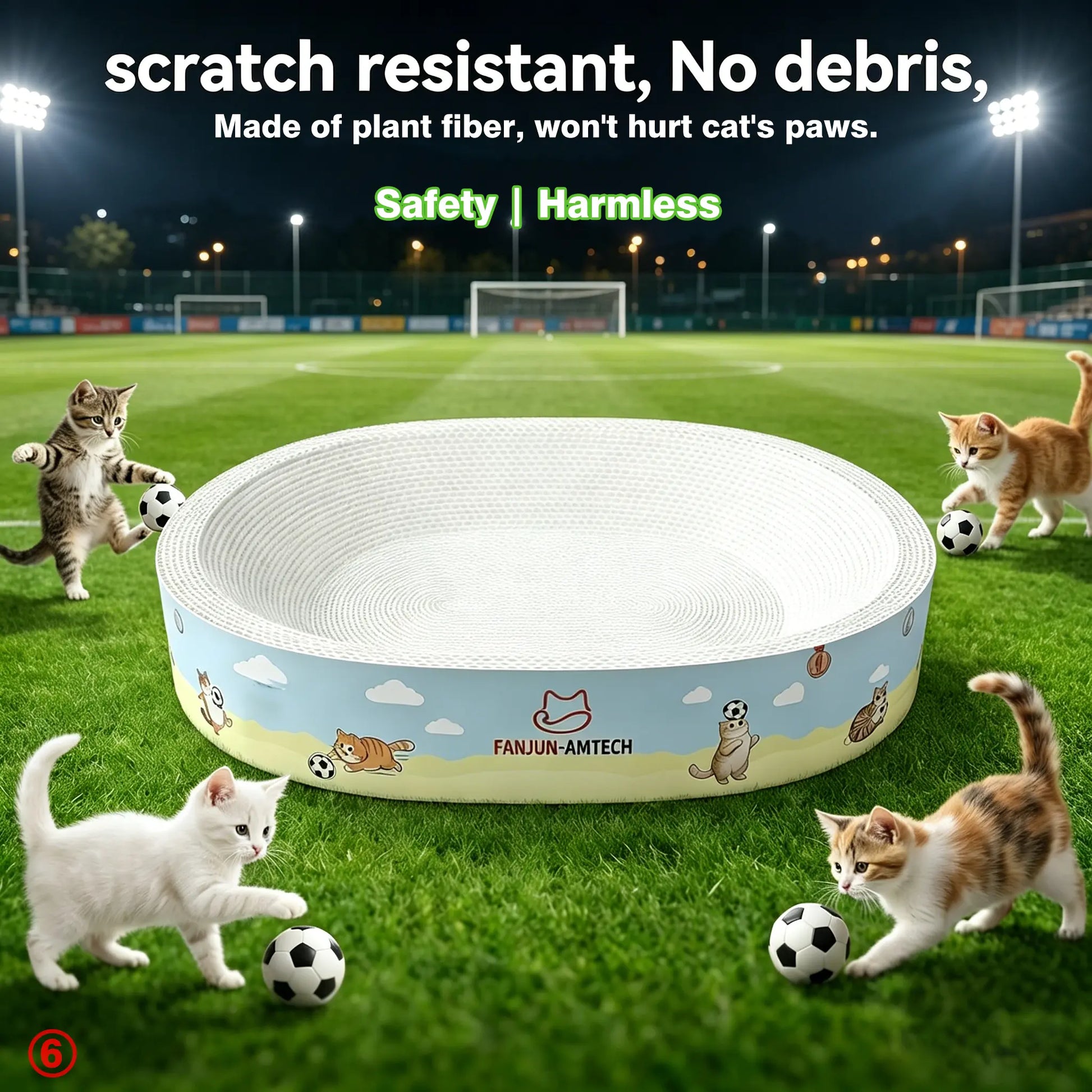 Premium Cat Scratching Board with Cartoon Design - Oval, Spacious, Debris-Free, and Enhanced Anti-Slip Safety Features for All Cats