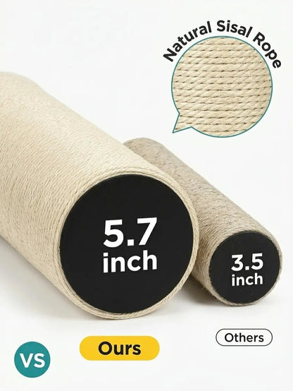 Pawrino Premium Tall Cat Scratching Post - Durable Sisal Coverage for Indoor Cats with Stable Base and Replaceable Toy Wand