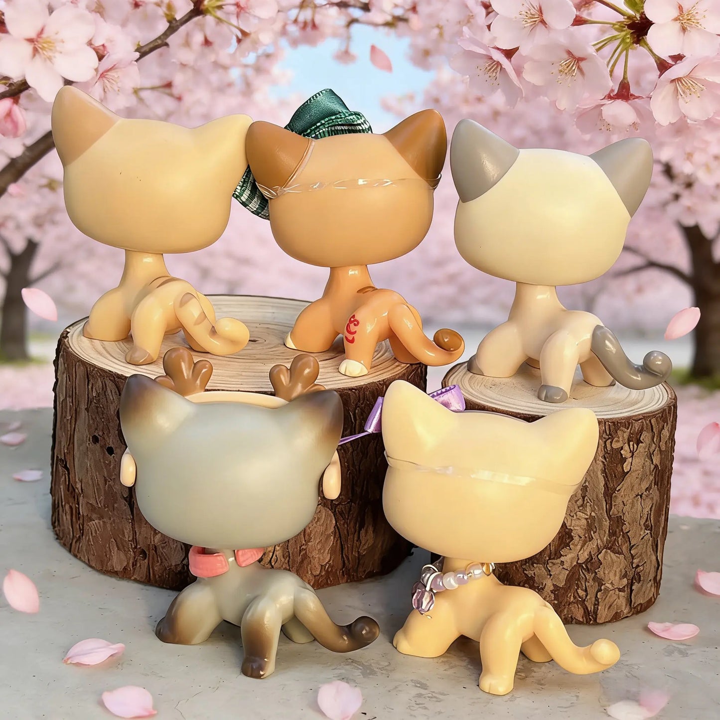 Set of 5 Collectible Miniature Shorthair Cat Statues for Indoor and Outdoor Display with Accessories - Ideal Gift for Christmas, Birthdays, and Halloween