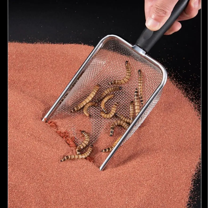Fine Mesh Non-Stick Coated Stainless Steel Litter Scoop for Cats, Hamsters, Dogs, Chickens, and Reptiles (2mm Holes)