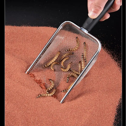Fine Mesh Non-Stick Coated Stainless Steel Litter Scoop for Cats, Hamsters, Dogs, Chickens, and Reptiles (2mm Holes)