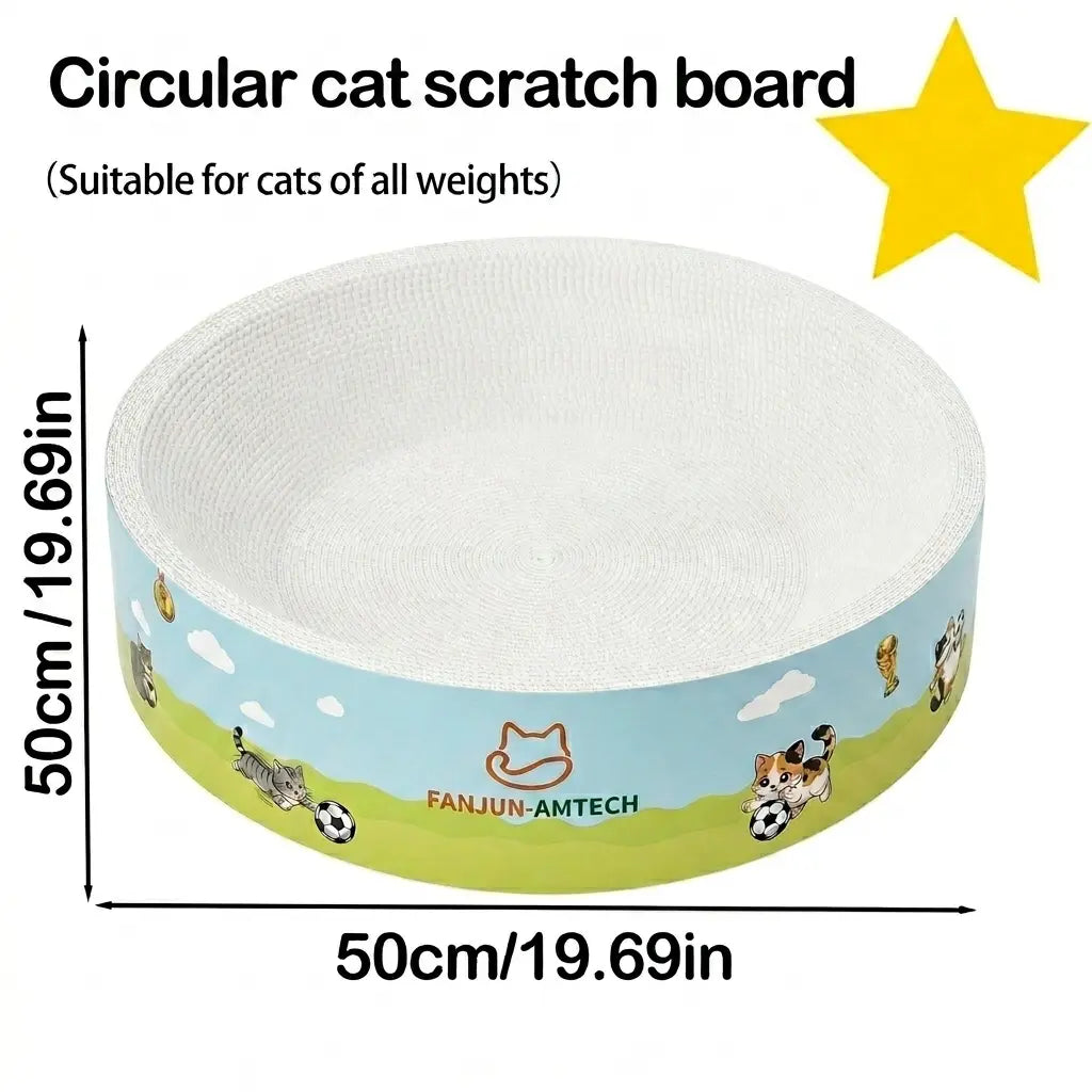 Premium Cat Scratching Board with Cartoon Design - Oval, Spacious, Debris-Free, and Enhanced Anti-Slip Safety Features for All Cats