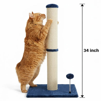 Pawrino Premium Tall Cat Scratching Post - Durable Sisal Coverage for Indoor Cats with Stable Base and Replaceable Toy Wand