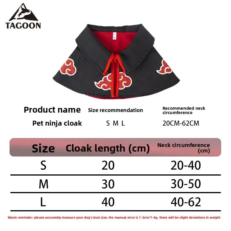 Akatsuki-Inspired Pet Cloak Cosplay Costume – Stylish Anime Ninja Cape for Cats and Dogs, Ideal for Parties and Photoshoots