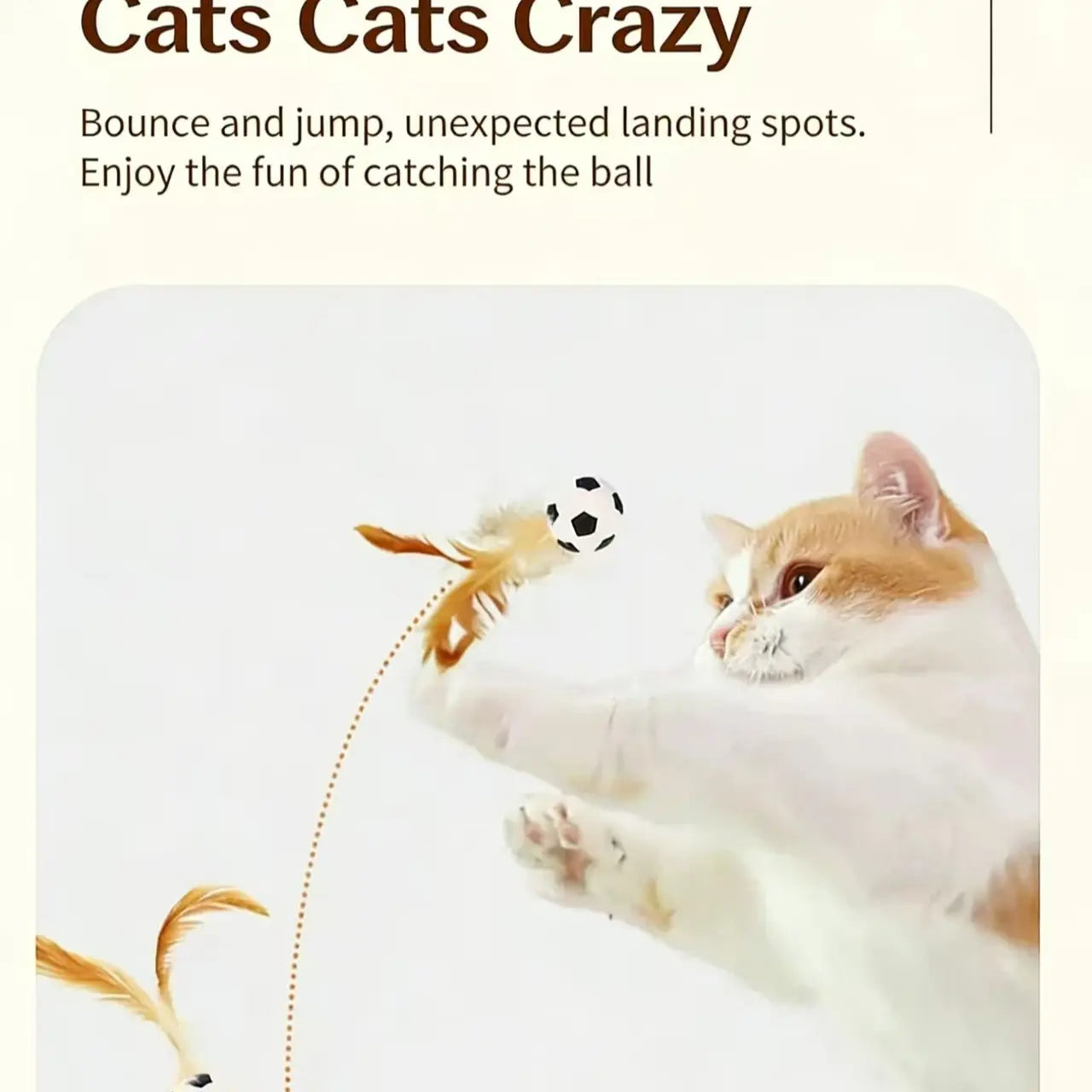 Elastic Feather Ball Cat Toy for Interactive Play and Stress Relief, Bite Resistant and Self-Entertaining