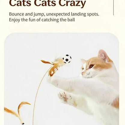 Elastic Feather Ball Cat Toy for Interactive Play and Stress Relief, Bite Resistant and Self-Entertaining