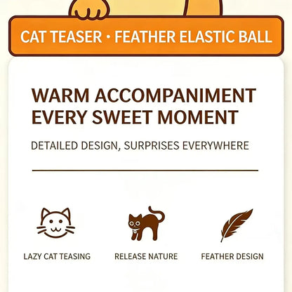 Elastic Feather Ball Cat Toy for Interactive Play and Stress Relief, Bite Resistant and Self-Entertaining