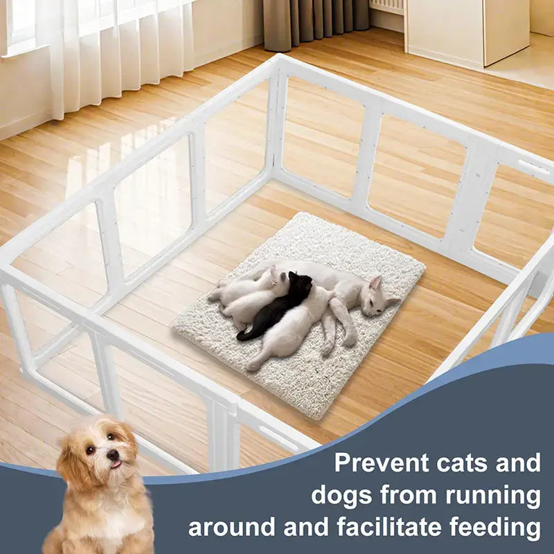 Clear Acrylic Indoor Playpen for Dogs, Cats, and Rabbits - Easy Assembly 10-Panel Transparent Fence