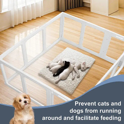 Clear Acrylic Indoor Playpen for Dogs, Cats, and Rabbits - Easy Assembly 10-Panel Transparent Fence