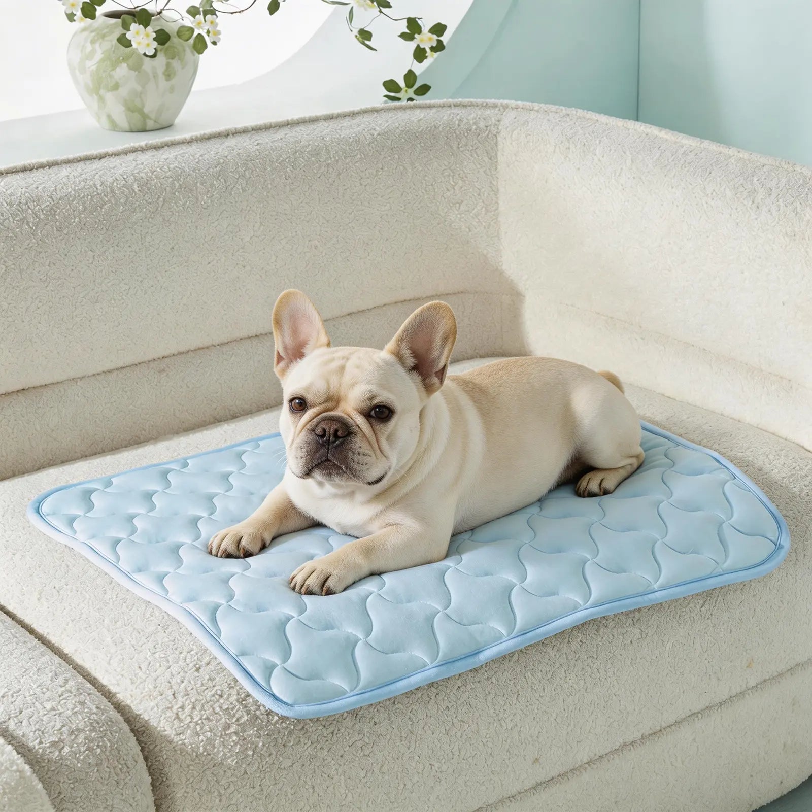 MIXJOY Premium Dog Cooling Mat - Instant Temperature Reduction (Q-Max > 0.5), Snag-Resistant, Machine Washable, Anti-Slip Design for Indoor and Outdoor Use, Blue