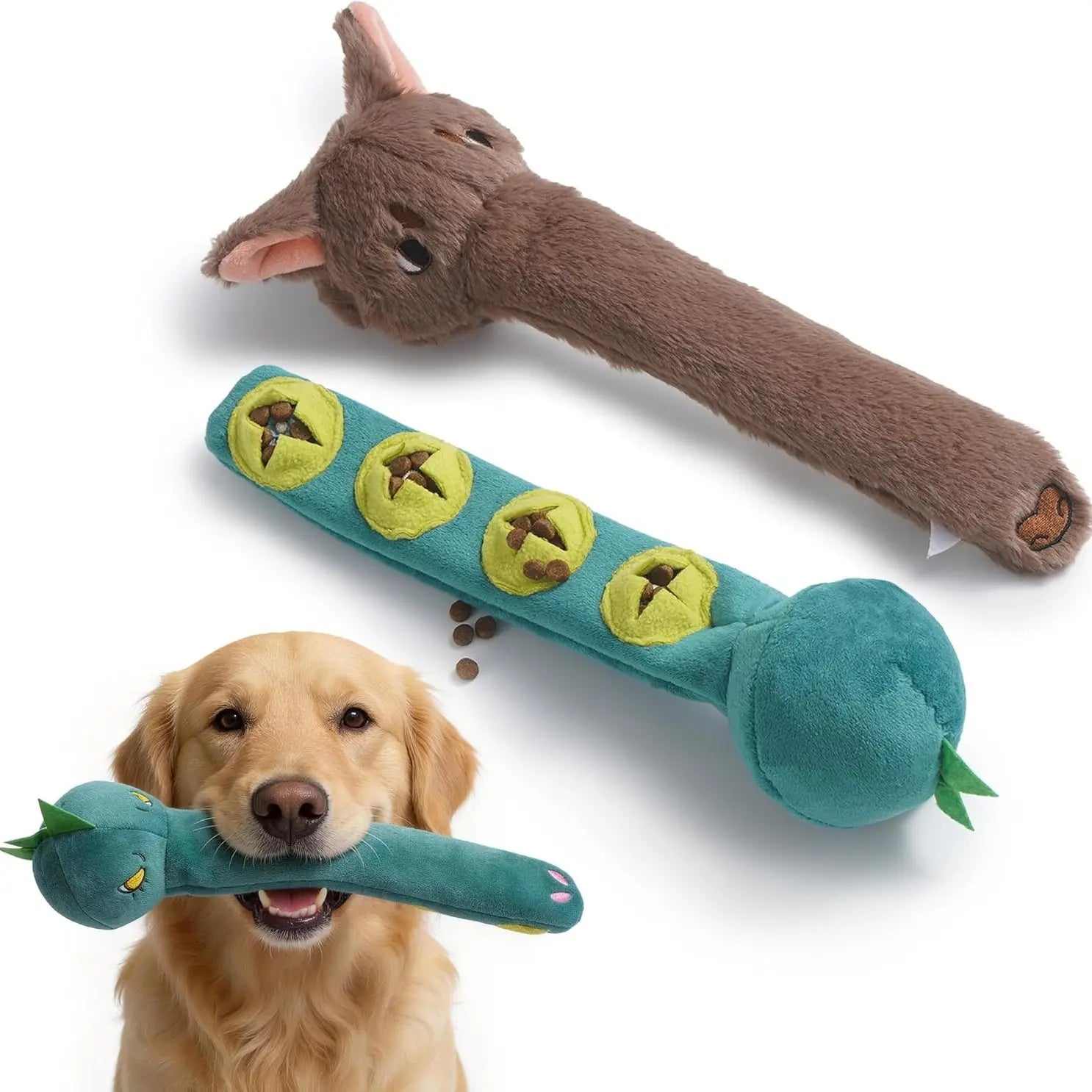 Nocciola 5-Pack Plush Squeaky Dog Toys with Crinkle Paper and Treat Compartment, Interactive Fetch Toys for All Breeds and Aggressive Chewers
