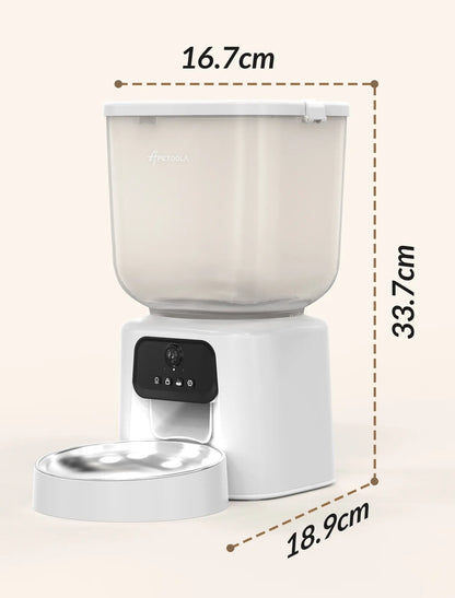 Smart Automatic Pet Feeder with Integrated Camera, 5L Capacity, Scheduled Feeding, Two-Way Audio, App Control, and Desiccant Bag for Cats and Dogs