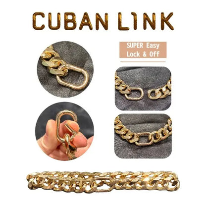 Cuban Link Chain Dog Collar in Sparkling Gold Aluminum - Lightweight, Durable, Comfortable, and Stylish Neck Accessory for Small Dogs - Ideal for Outdoor Activities