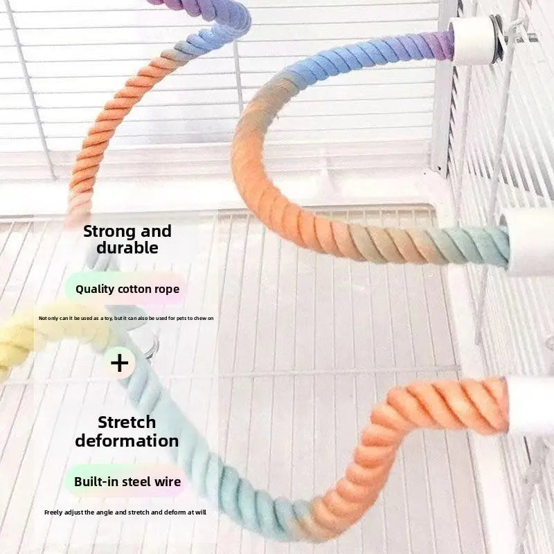 Parrot Swing Perch Toy with Adjustable Bendable Rope for Cockatiels, Lovebirds, and Budgies - Durable Climbing Pole for Bird Enthusiasts
