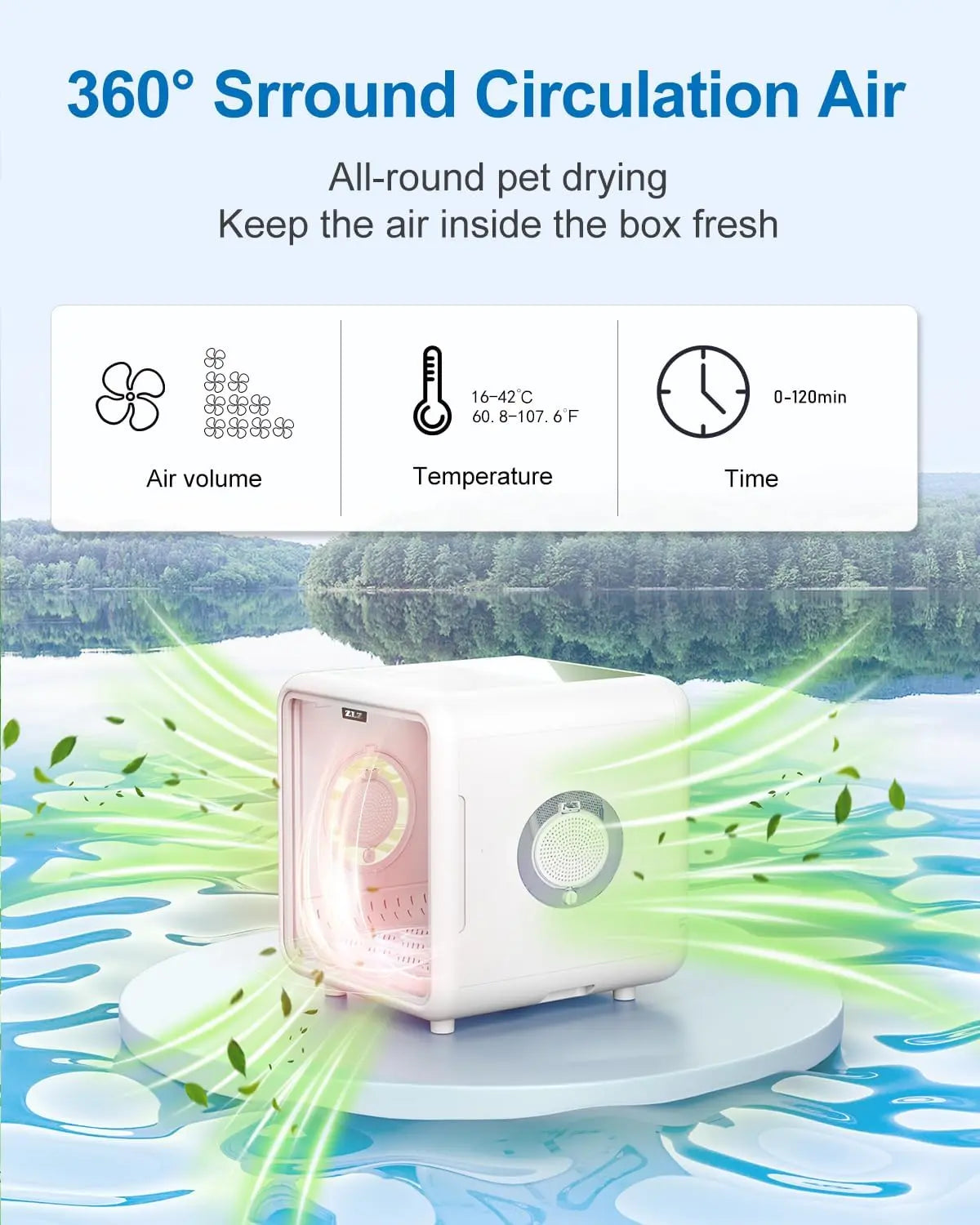 Pet Dryer Box for Cats and Dogs – 72L Quiet Hair Drying Machine with Adjustable Temperature and Air Blow Function – Portable Pet Dryer for Home Bathing and Drying Kit