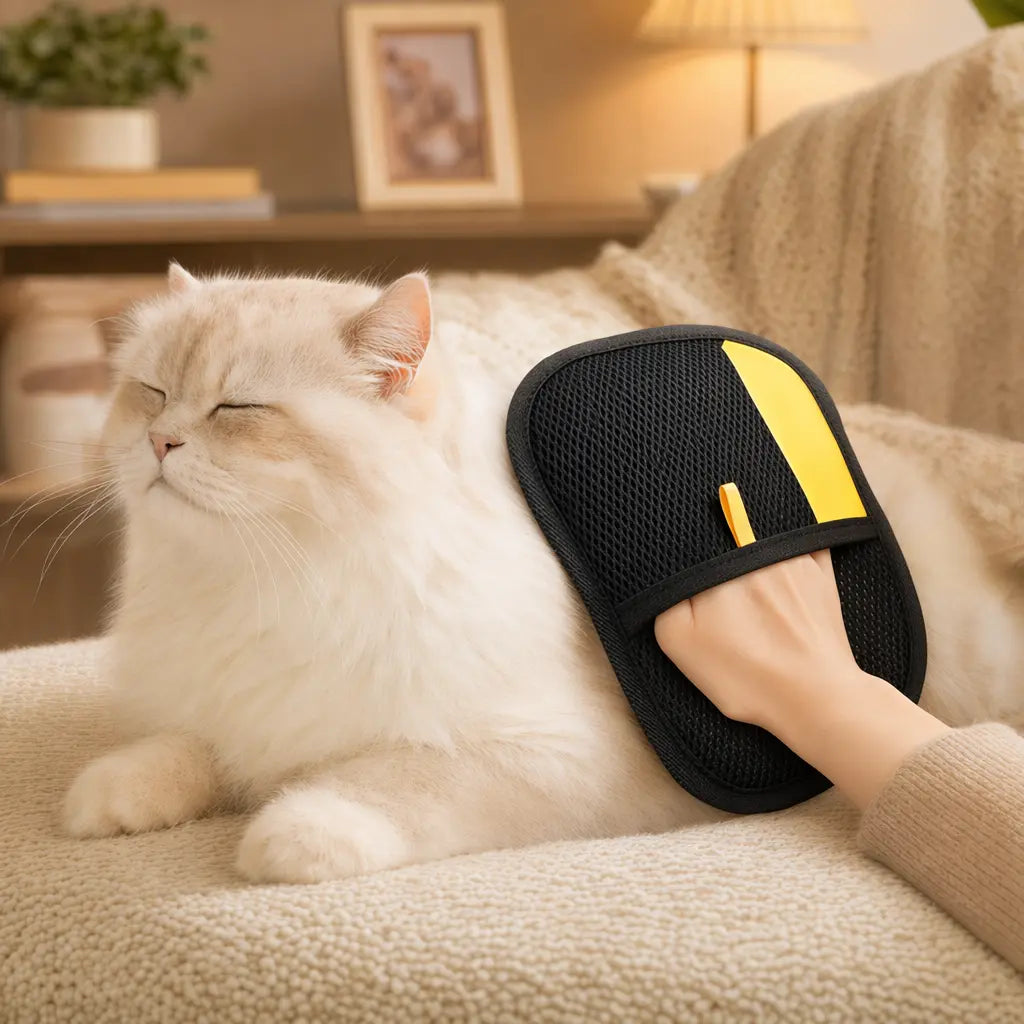 Enhanced Pet Hair Removal Gloves - Larger Size Electrostatic Fur Remover for Cats and Dogs, Reusable for Cleaning Sofas, Furniture, Carpets, and Car Seats, Includes Free Cat Keychain Gift