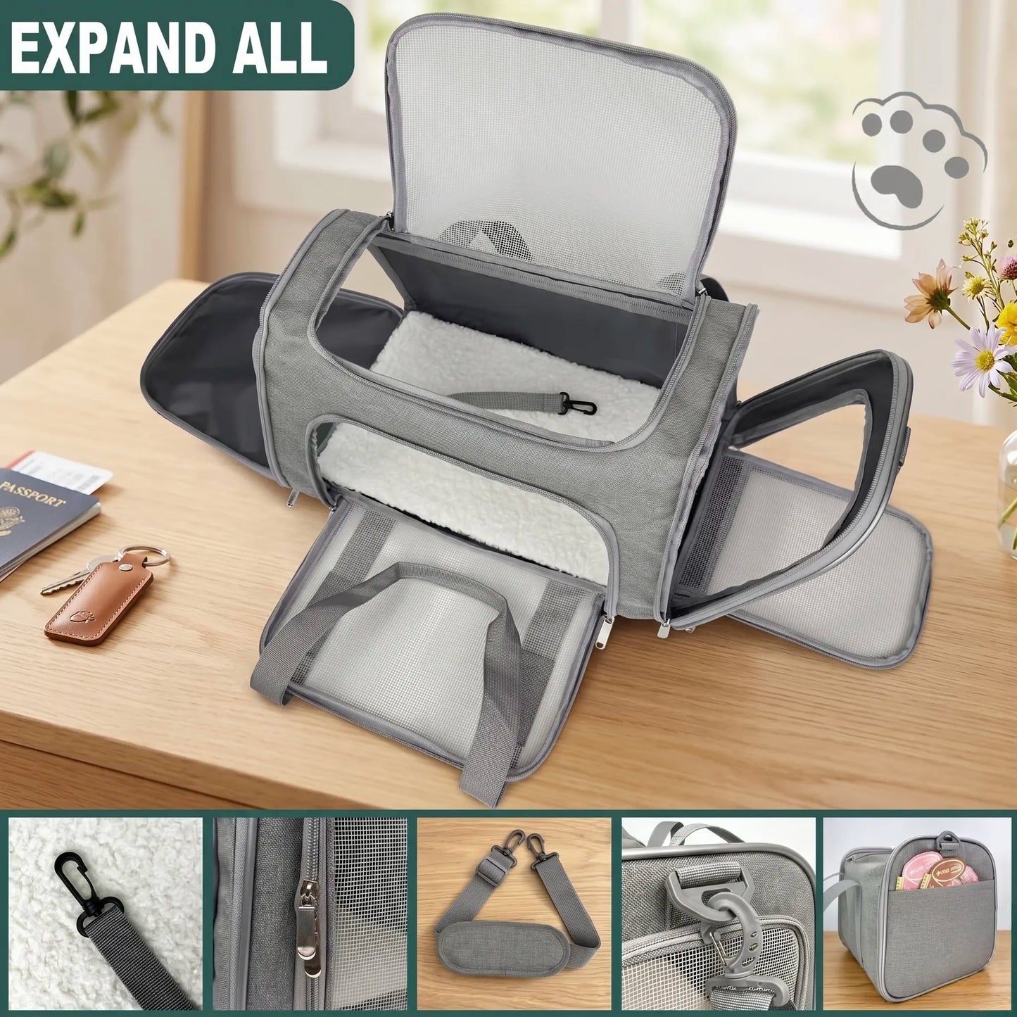Premium Portable Pet Carrier for Large Cats and Small Dogs, Airline-Approved Soft Travel Bag with Breathable Mesh, Foldable Design for Outdoor, Car, and Airplane Use