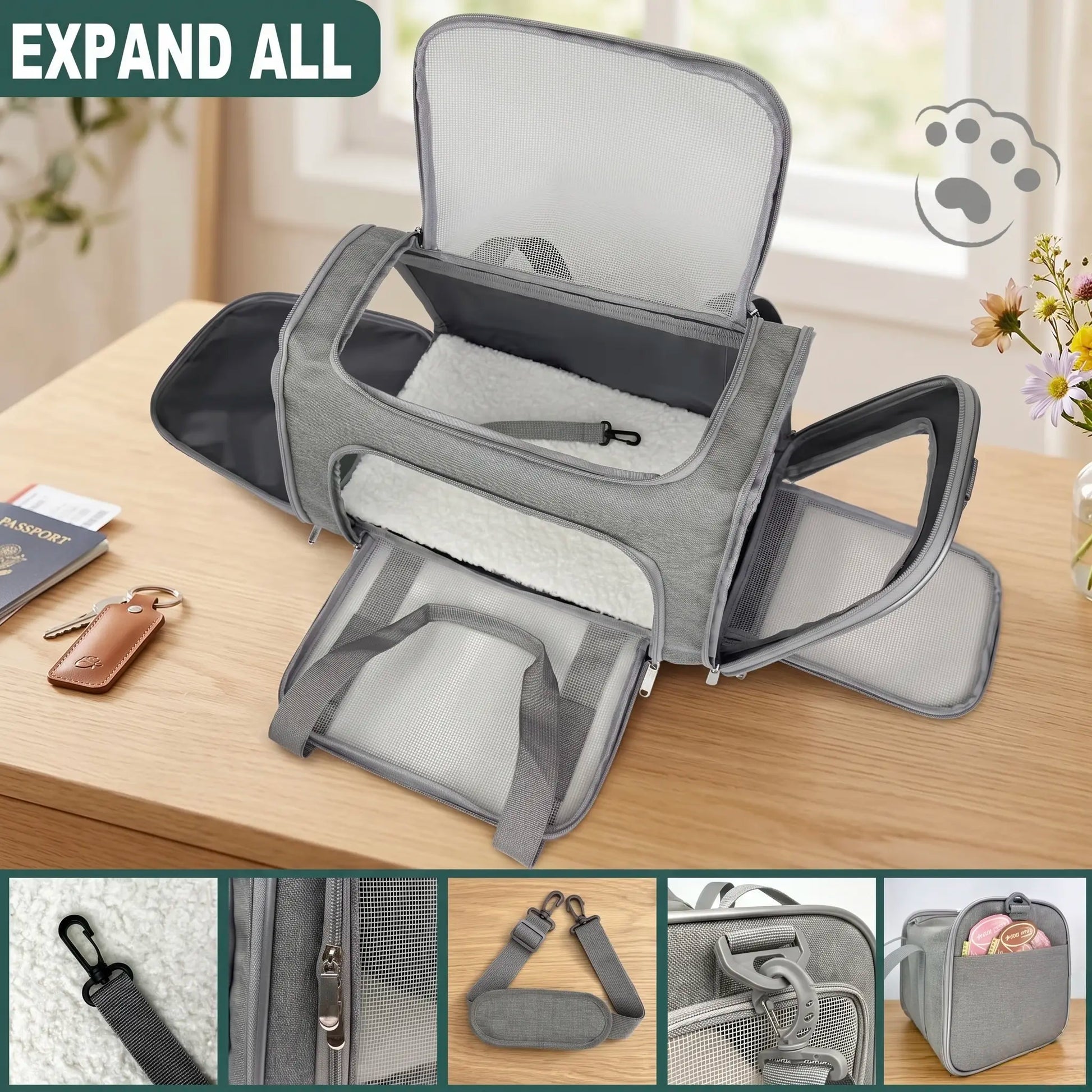 Premium Portable Pet Carrier for Large Cats and Small Dogs, Airline-Approved Soft Travel Bag with Breathable Mesh, Foldable Design for Outdoor, Car, and Airplane Use