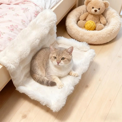 Premium Washable Plush Pet Bedside Hammock - Wall-Mounted Soft Pad for Small Cats and Dogs, Ideal for Sofa, Bed, or Window, Portable and Easy to Clean