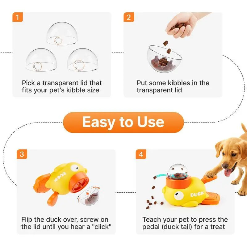 Yellow Duck Interactive Food Dispensing Toy - Durable Slow Feeder for Cats and Dogs, Enhancing Engagement and Alleviating Boredom, Ideal Gift for Pet Lovers