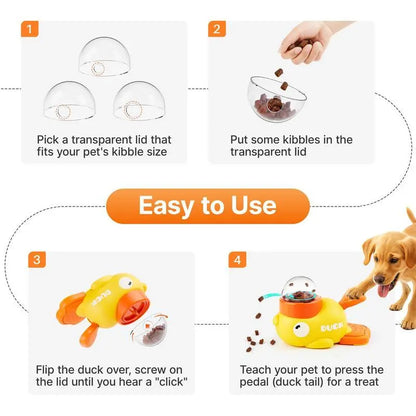 Yellow Duck Interactive Food Dispensing Toy - Durable Slow Feeder for Cats and Dogs, Enhancing Engagement and Alleviating Boredom, Ideal Gift for Pet Lovers