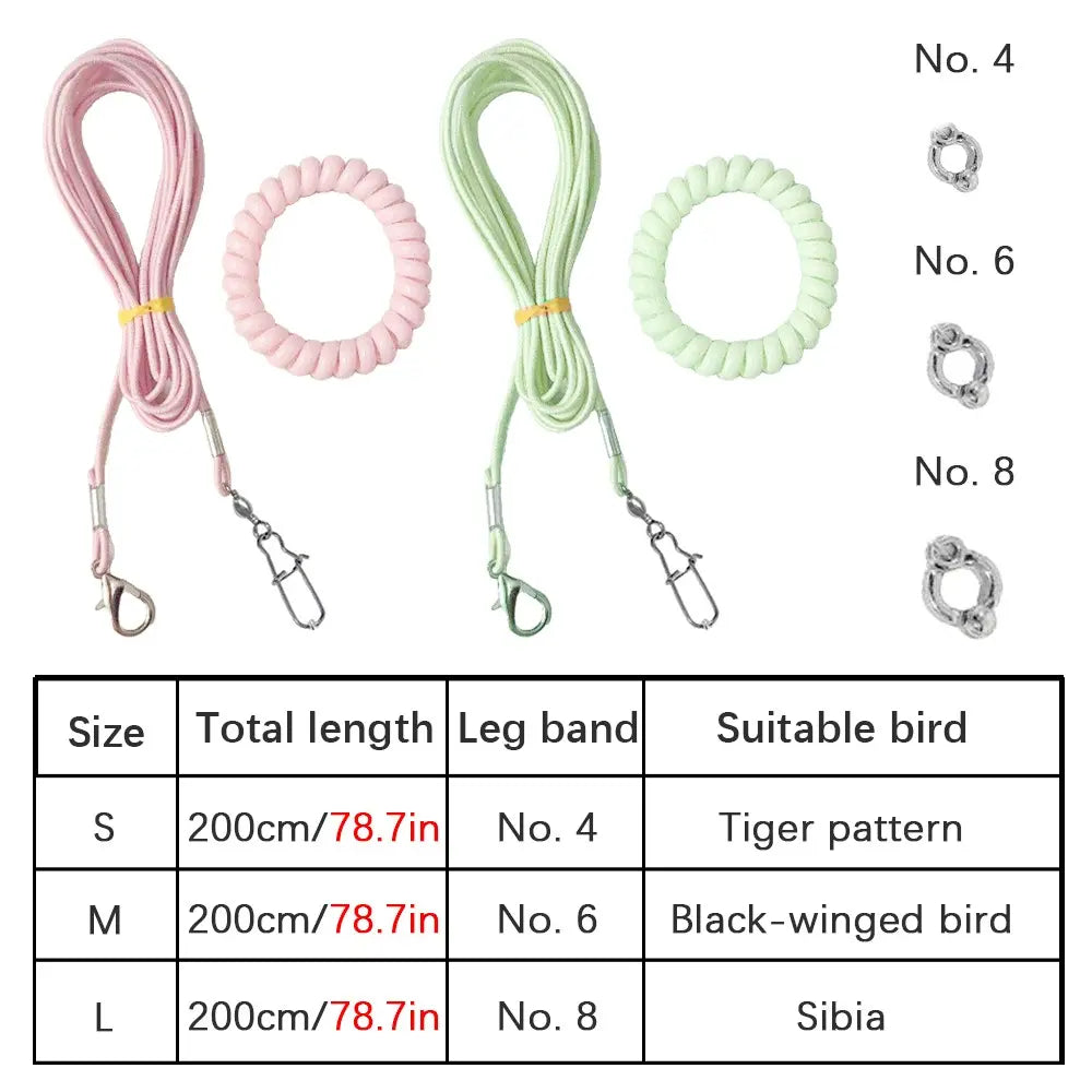 Premium Ultra-Light Bird Training Leash with Elastic Release Rope and Foot Ring Harness for Safe Indoor and Outdoor Flight Training