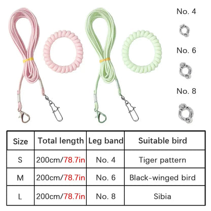 Premium Ultra-Light Bird Training Leash with Elastic Release Rope and Foot Ring Harness for Safe Indoor and Outdoor Flight Training
