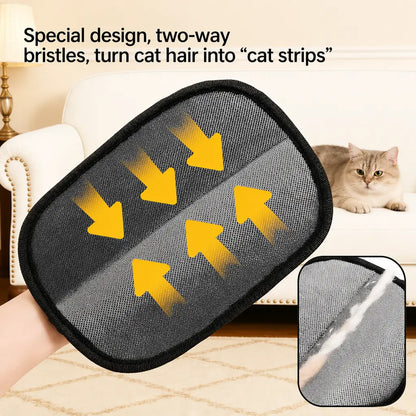 Enhanced Pet Hair Removal Gloves - Larger Size Electrostatic Fur Remover for Cats and Dogs, Reusable for Cleaning Sofas, Furniture, Carpets, and Car Seats, Includes Free Cat Keychain Gift