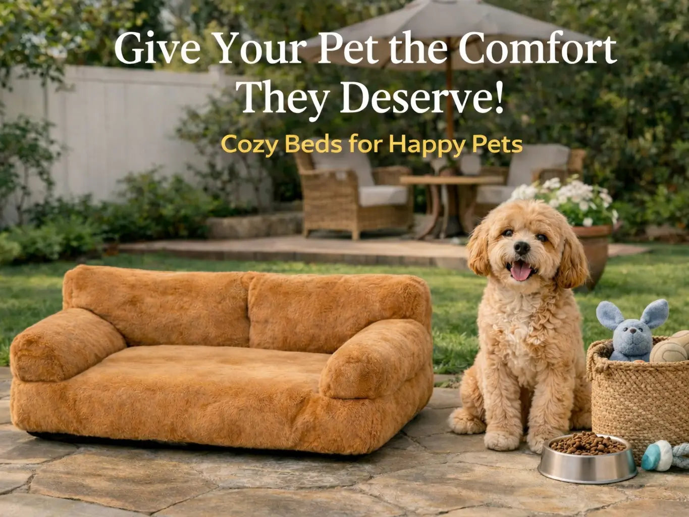 Premium Washable Pet Sofa Bed for Small to Medium Dogs and Cats - All-Season Indoor and Outdoor Lounger with Supportive Bolsters, Fits Two Pets, 35.4 x 21.7 x 10.2 inches, Brown Plush Fabric with PP Cotton Filling