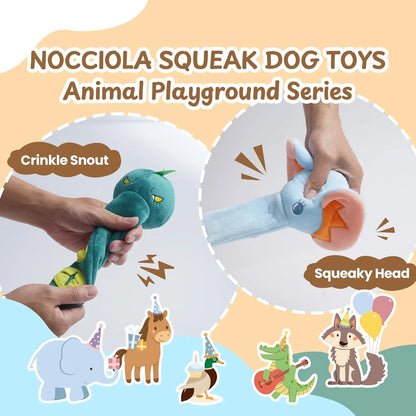 Nocciola 5-Pack Plush Squeaky Dog Toys with Crinkle Paper and Treat Compartment, Interactive Fetch Toys for All Breeds and Aggressive Chewers
