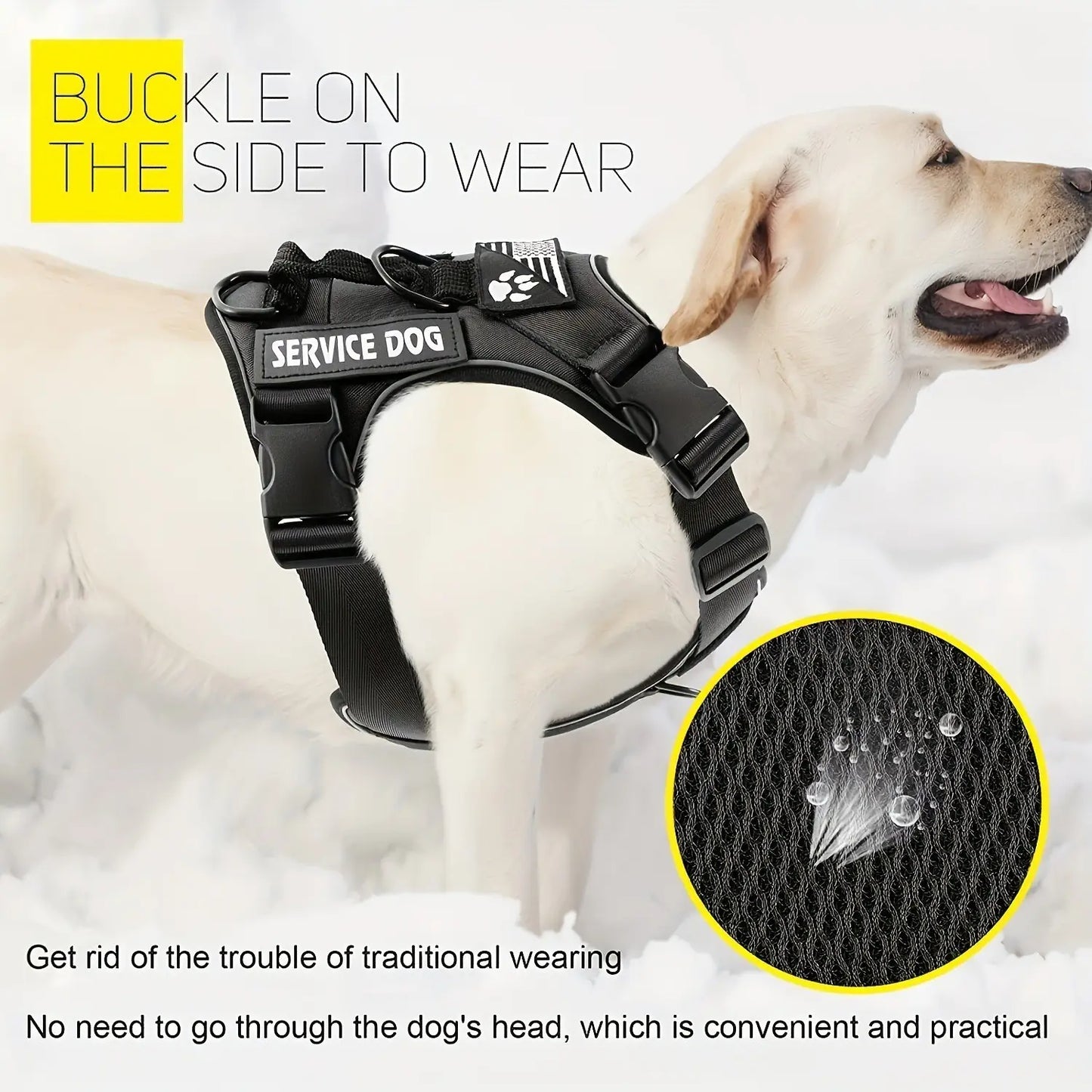 Large Tactical Chest Harness Vest for Dogs, Enhanced Reflective Design, Adjustable Non-Choking Safety Gear