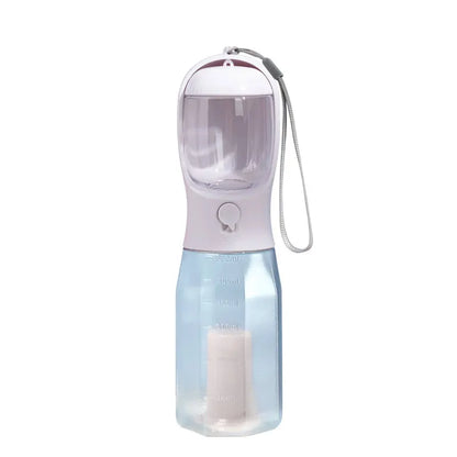 Portable 3-in-1 Dog Water Bottle with Food Storage and Waste Bag Dispenser - Ideal for Outdoor Adventures and Travel - 20oz, Blue