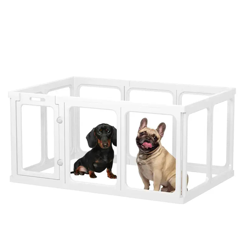 Clear Acrylic Indoor Playpen for Dogs, Cats, and Rabbits - Easy Assembly 10-Panel Transparent Fence