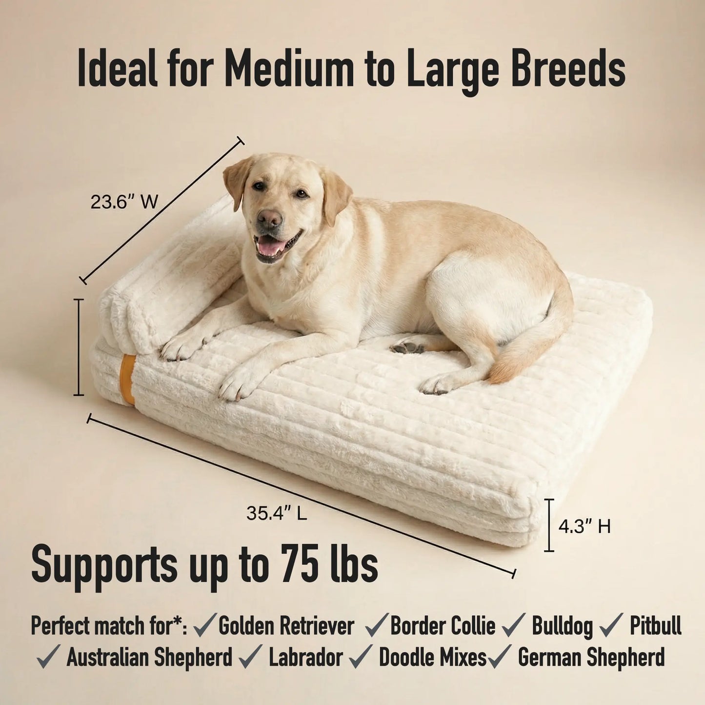 Orthopedic 3-in-1 Dog Bed Bundle with Waterproof Covers - Memory Foam Support (36" x 24") in Leather, Corduroy, and Holiday Plaid