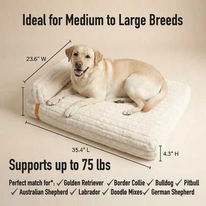 Orthopedic 3-in-1 Dog Bed Bundle with Waterproof Covers - Memory Foam Support (36" x 24") in Leather, Corduroy, and Holiday Plaid