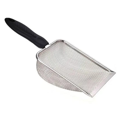 Fine Mesh Non-Stick Coated Stainless Steel Litter Scoop for Cats, Hamsters, Dogs, Chickens, and Reptiles (2mm Holes)
