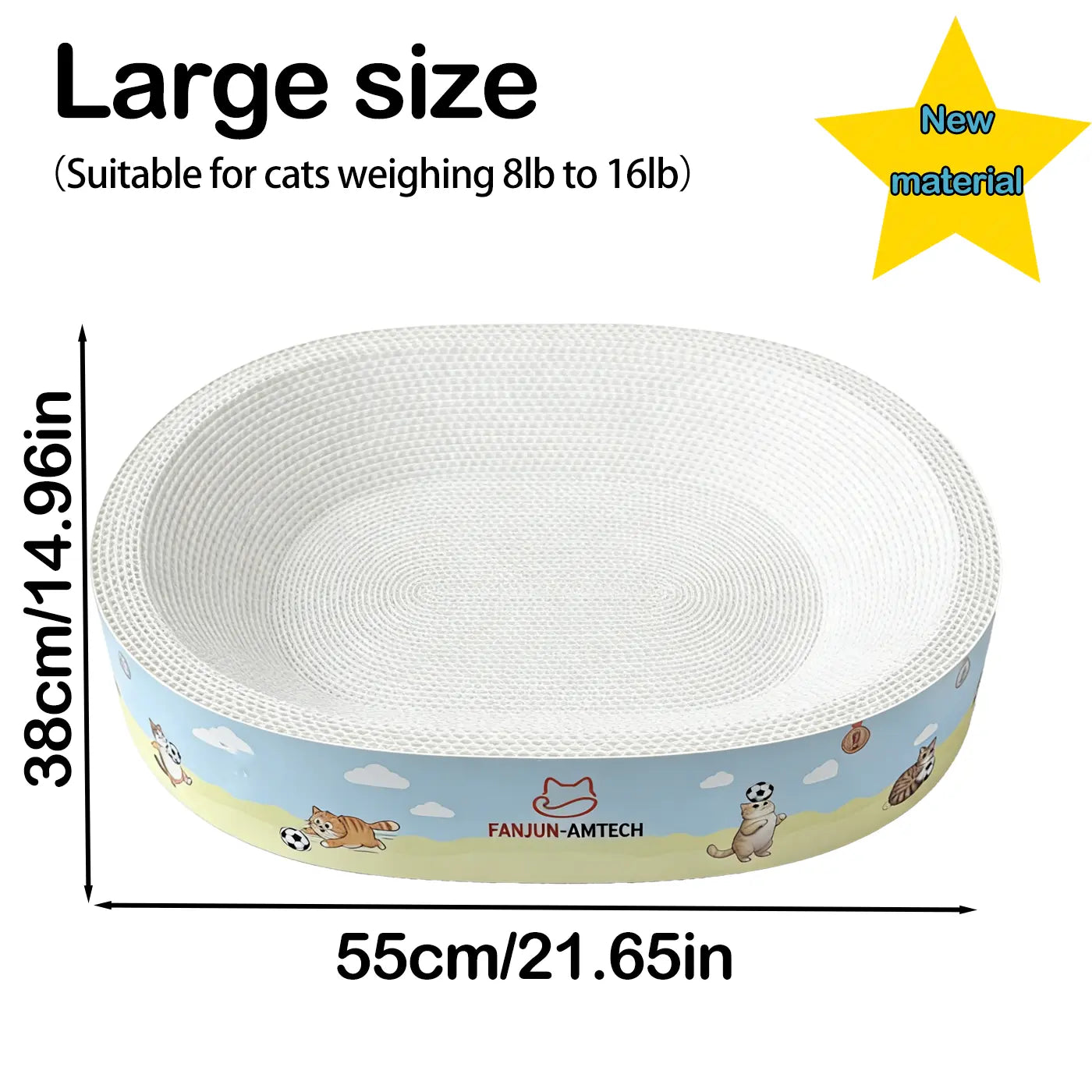 Premium Cat Scratching Board with Cartoon Design - Oval, Spacious, Debris-Free, and Enhanced Anti-Slip Safety Features for All Cats